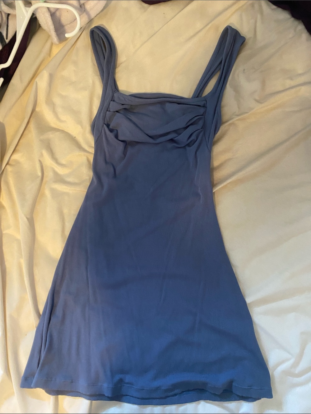 Amazon Blue Draped Neck Sleeveless Slip Dress